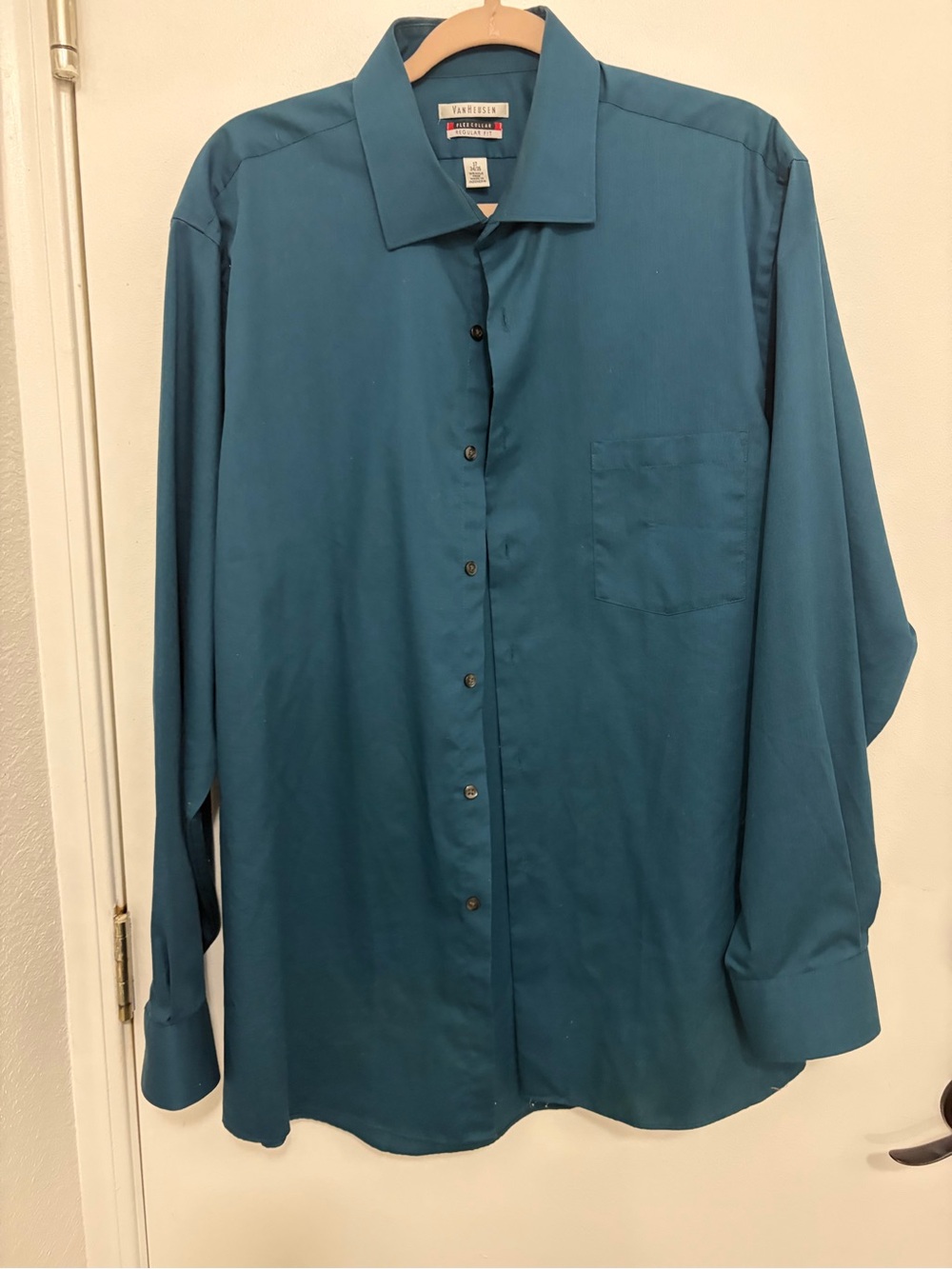 Van Heusen Teal-Blue Long Sleeve Dress Shirt